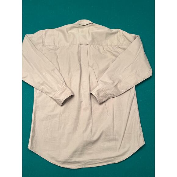 Vintage Chaps Ralph Lauren Shirt Medium Beige Crest Button Up Long Sleeve Mens - Picture 5 of 5